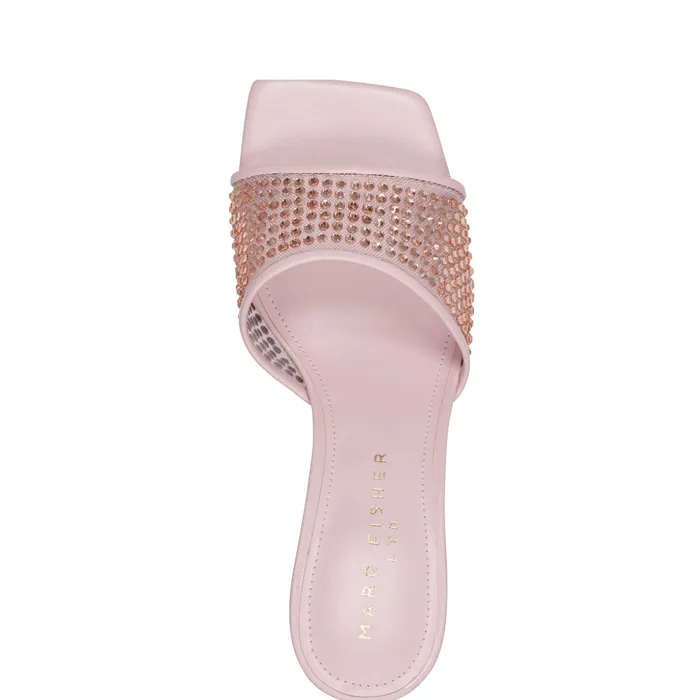 Mules and Slides Delaney Studded Slide Sandal Light Pink Leather Marc Fisher Women