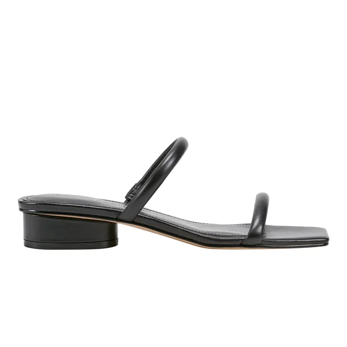 Mules and Slides Women Marc Fisher Raelyn Heeled Slide Sandal Black Leather