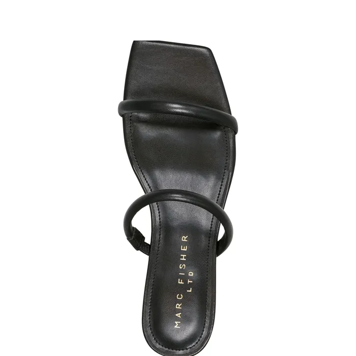 Mules and Slides Women Marc Fisher Raelyn Heeled Slide Sandal Black Leather