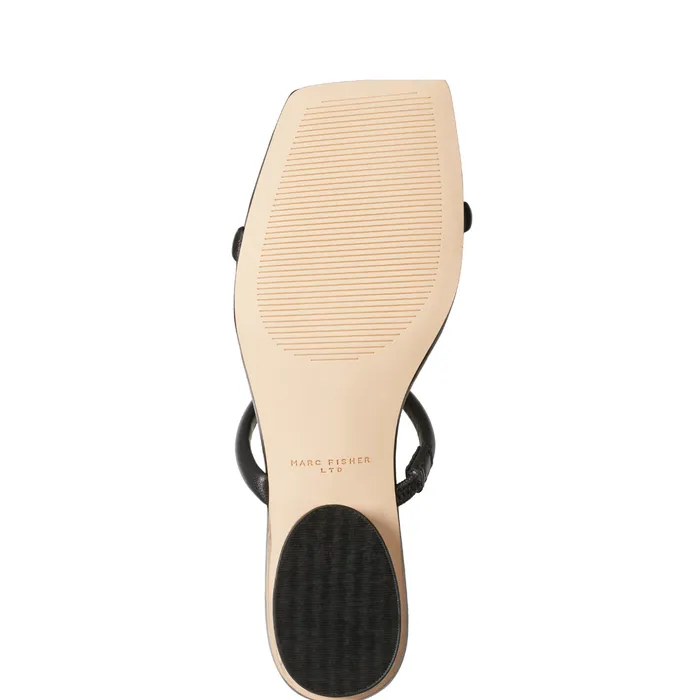Mules and Slides Women Marc Fisher Raelyn Heeled Slide Sandal Black Leather