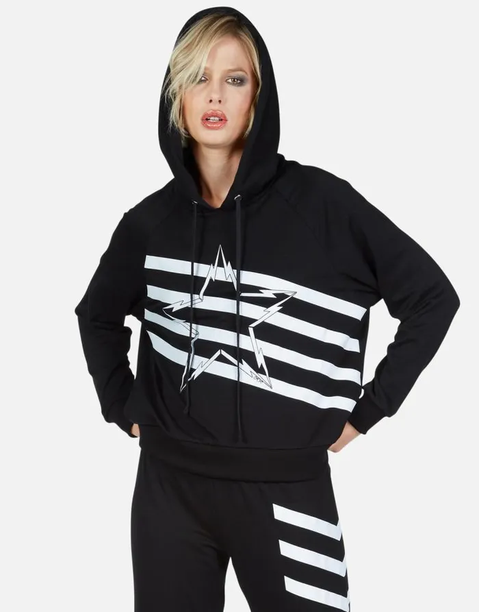 Mynx Lightning Bolt Star Black Women Lauren Moshi Hoodies