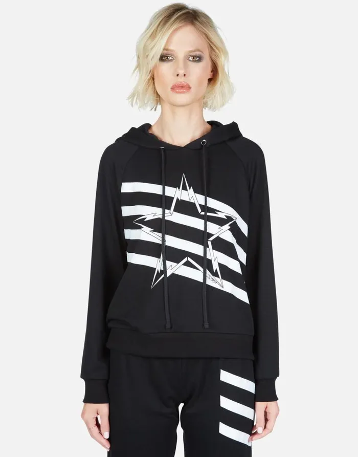 Mynx Lightning Bolt Star Black Women Lauren Moshi Hoodies