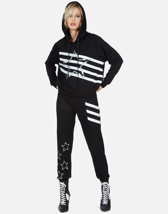 Mynx Lightning Bolt Star Black Women Lauren Moshi Hoodies