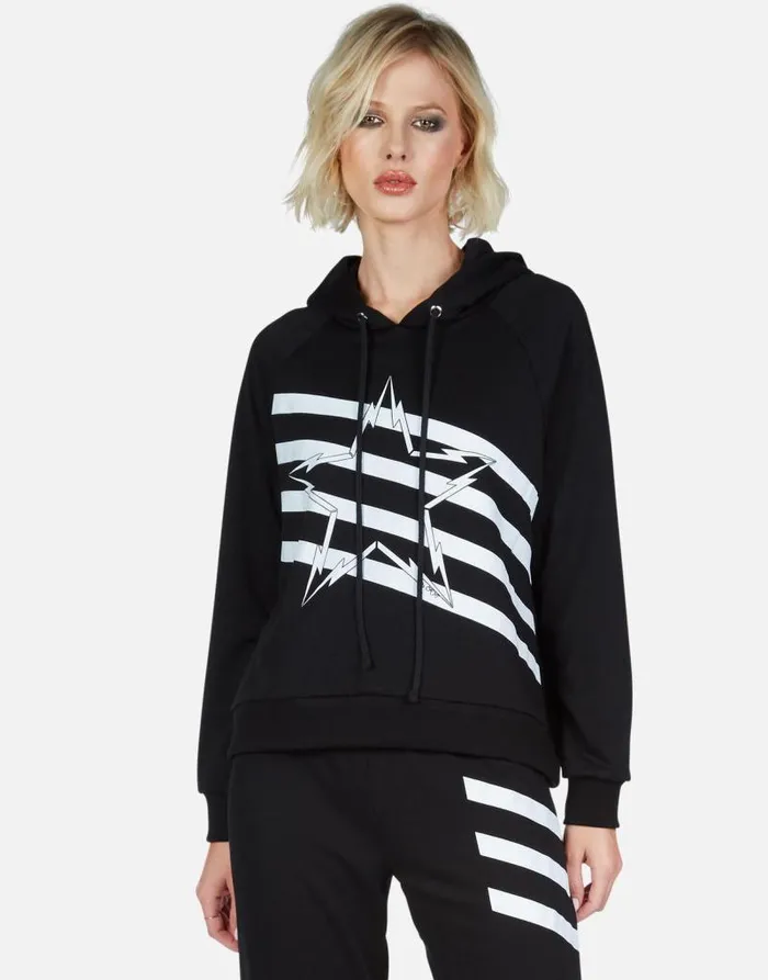 Mynx Lightning Bolt Star Black Women Lauren Moshi Hoodies