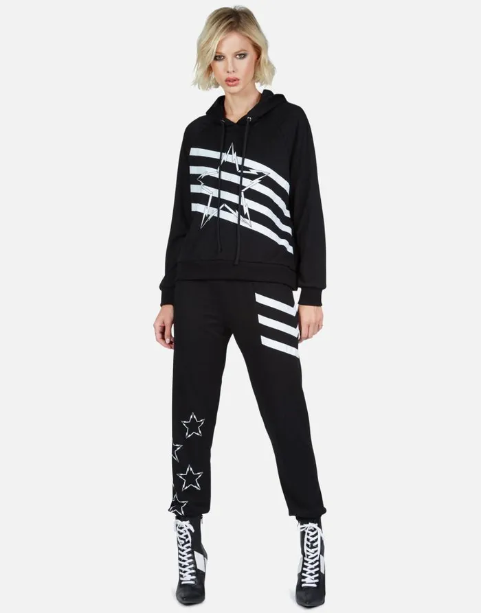 Mynx Lightning Bolt Star Black Women Lauren Moshi Hoodies