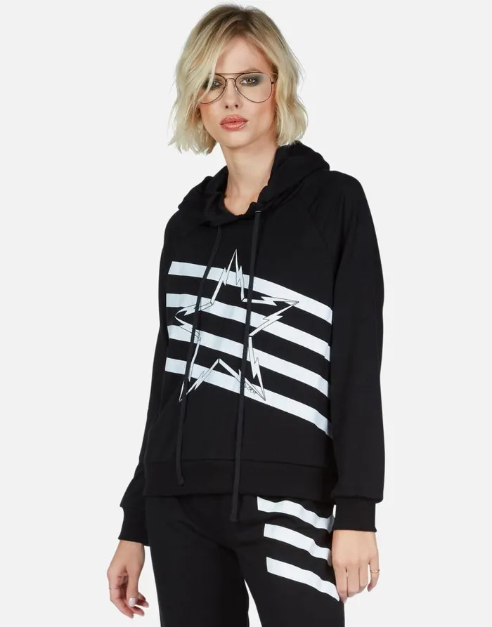 Mynx Lightning Bolt Star Black Women Lauren Moshi Hoodies