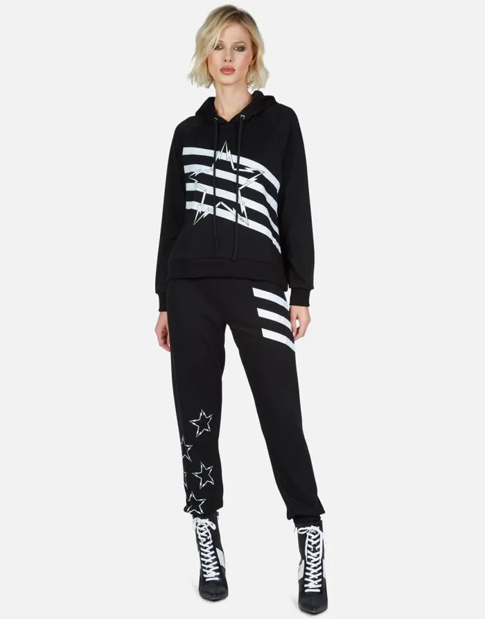 Mynx Lightning Bolt Star Black Women Lauren Moshi Hoodies