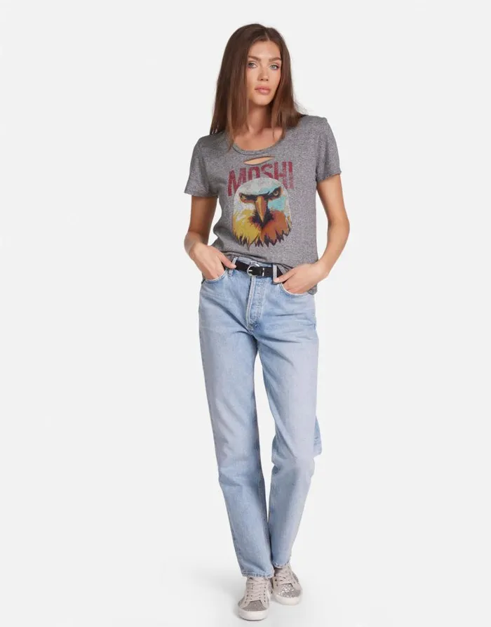 Myra Moshi Eagle Head Heather Grey Women Lauren Moshi Short Sleeve