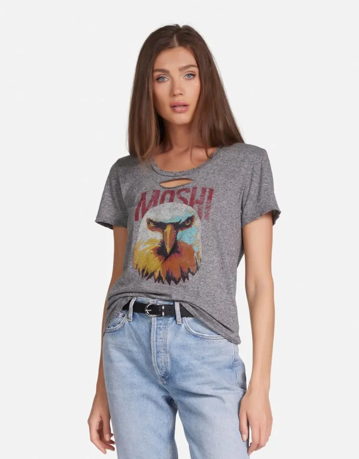 Myra Moshi Eagle Head Heather Grey Women Lauren Moshi Short Sleeve