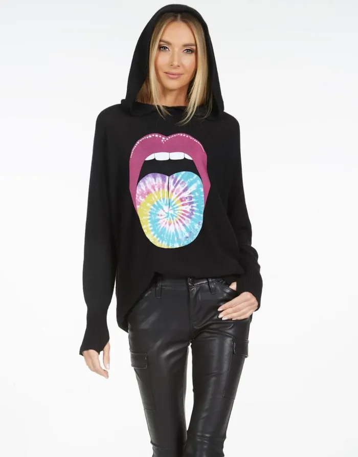 Namiko X Tie Dye Tongue Black Women Lauren Moshi Sweaters and Knits