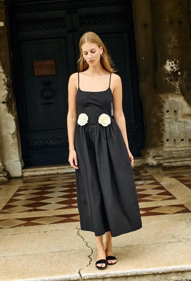 Neroni Dress Black Rosette Women Ciao Lucia Long Dresses