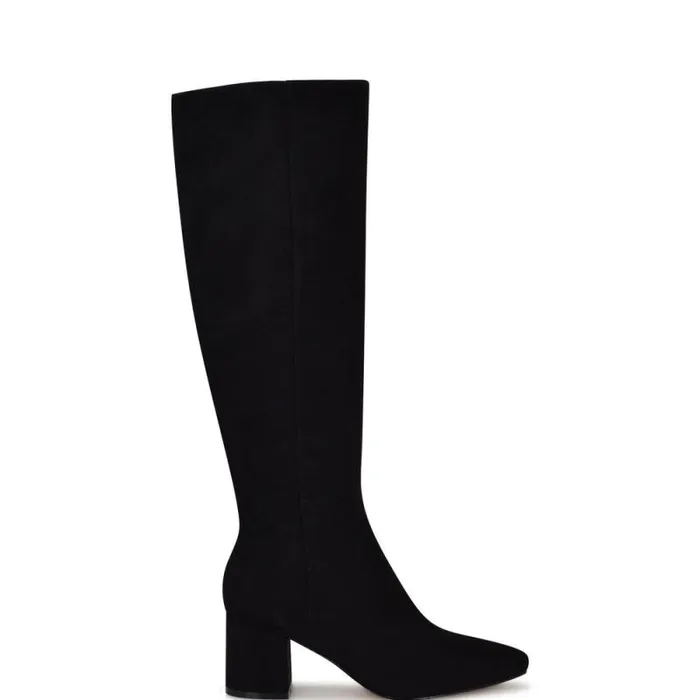 Netion Wide Calf Knee High Boots Black Women Nine West Boots and Booties