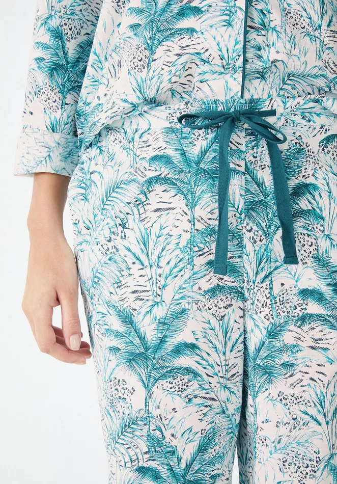 Nightwear Women Hush Elsa Printed Cotton Pyjamas Sketchy Jungle Blue
