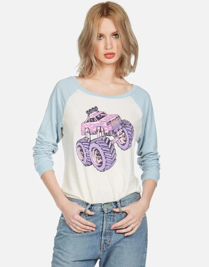 Nola Monster Truck Faded Whitepearl Blue Women Lauren Moshi Long Sleeve