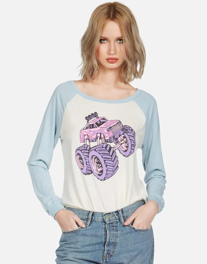 Nola Monster Truck Faded Whitepearl Blue Women Lauren Moshi Long Sleeve