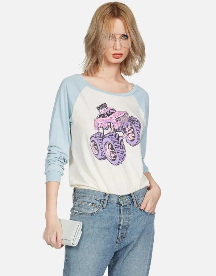 Nola Monster Truck Faded Whitepearl Blue Women Lauren Moshi Long Sleeve