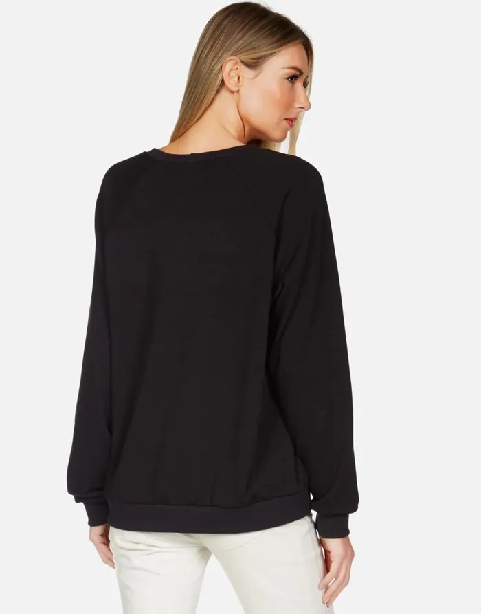 Noleta X Crystal Biting Lip Black Women Lauren Moshi Long Sleeve