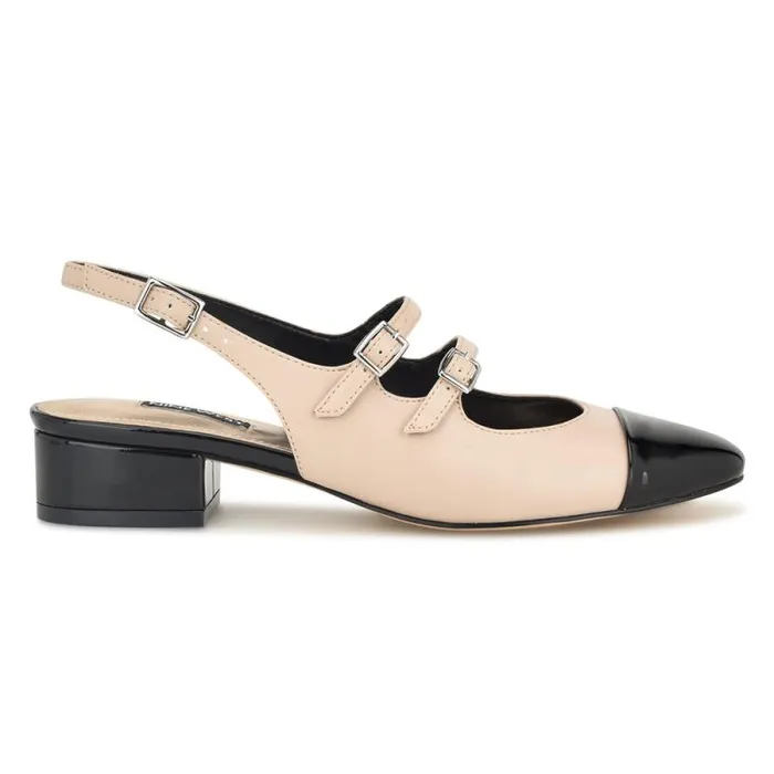 Norah Cap Toe Mary Jane Slingbacks Natural Women Nine West Heels