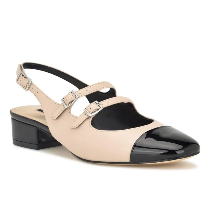 Norah Cap Toe Mary Jane Slingbacks Natural Women Nine West Heels Norah Cap Toe Mary Jane Slingbacks Natural Women Nine West Heels