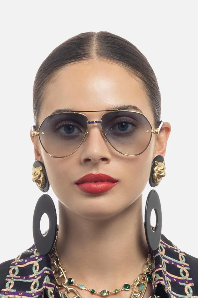 NOTHING IN MODERATION SUNGLASSES GOLD BLUE Gold Blue WomensMens Camilla Sunglasses
