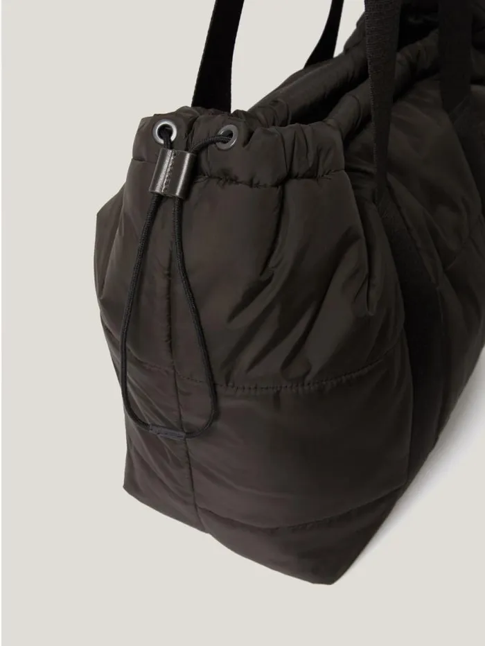 Nylon Quilted Drawstring Tote Chocolate Women Jigsaw Bags