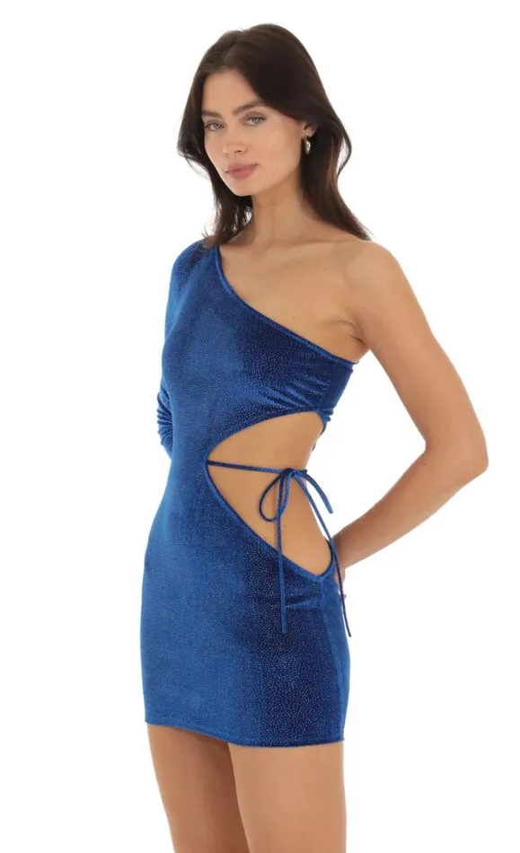 Octavia Shimmer Velvet One Shoulder Dress Blue Women LUCY IN THE SKY Mini Dresses Octavia Shimmer Velvet One Shoulder Dress Blue Women LUCY IN THE SKY Mini Dresses