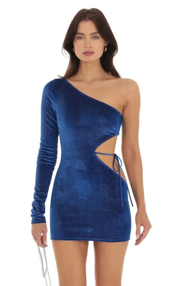 Octavia Shimmer Velvet One Shoulder Dress Blue Women LUCY IN THE SKY Mini Dresses Octavia Shimmer Velvet One Shoulder Dress Blue Women LUCY IN THE SKY Mini Dresses