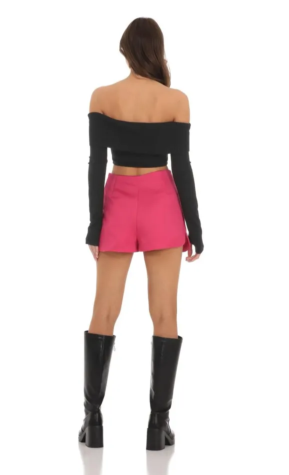 Off Shoulder Knit Top Black Women LUCY IN THE SKY Tops Off Shoulder Knit Top Black Women LUCY IN THE SKY Tops