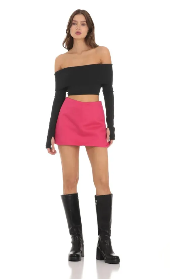 Off Shoulder Knit Top Black Women LUCY IN THE SKY Tops Off Shoulder Knit Top Black Women LUCY IN THE SKY Tops