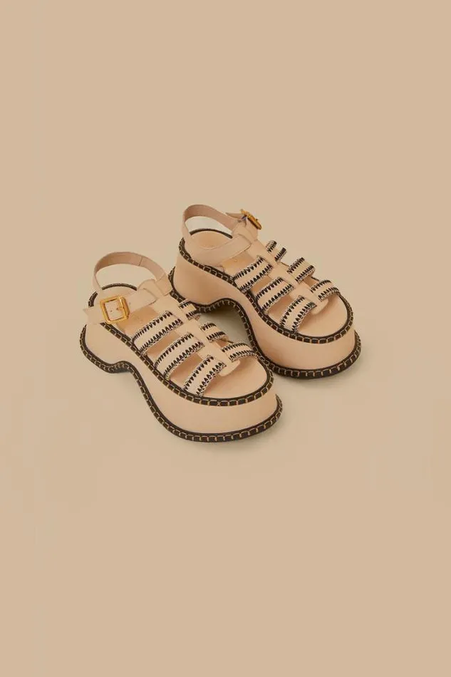 OffWhite Artisanal Fisherman Platform Sandal Women FARM Rio Sandals