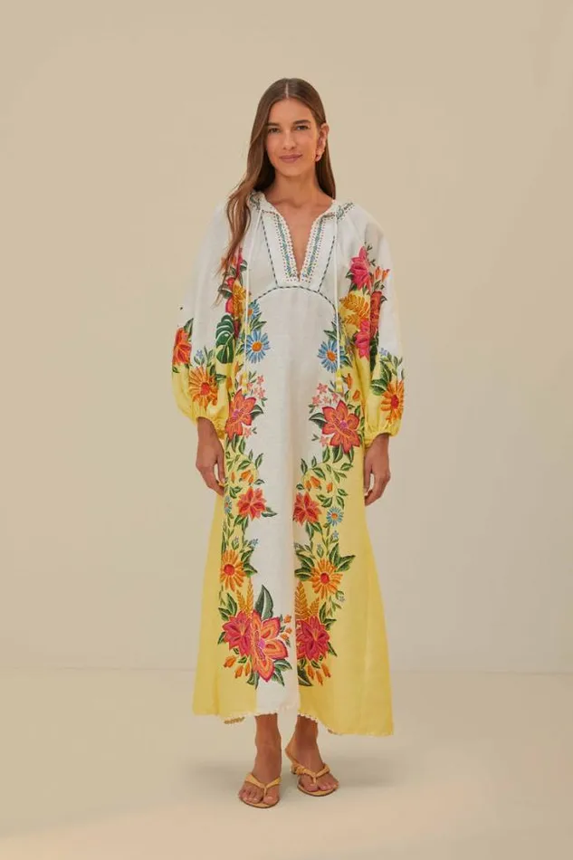 OffWhite Bloom Garden Maxi Dress Women FARM Rio Maxi Dresses