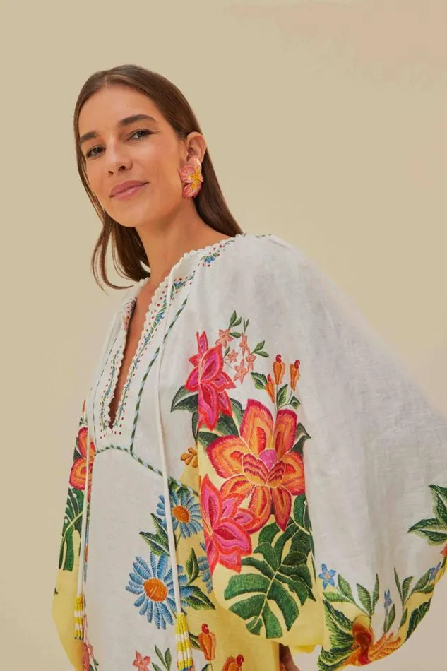 OffWhite Bloom Garden Maxi Dress Women FARM Rio Maxi Dresses