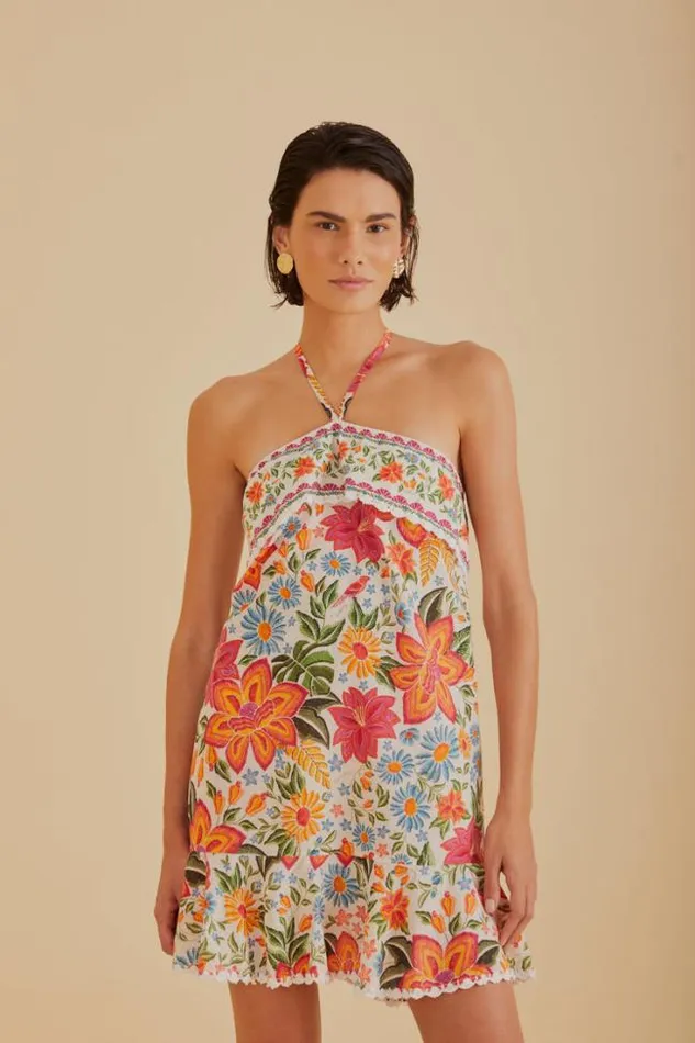 OffWhite Bloom Garden Mini Dress Women FARM Rio Mini Dresses
