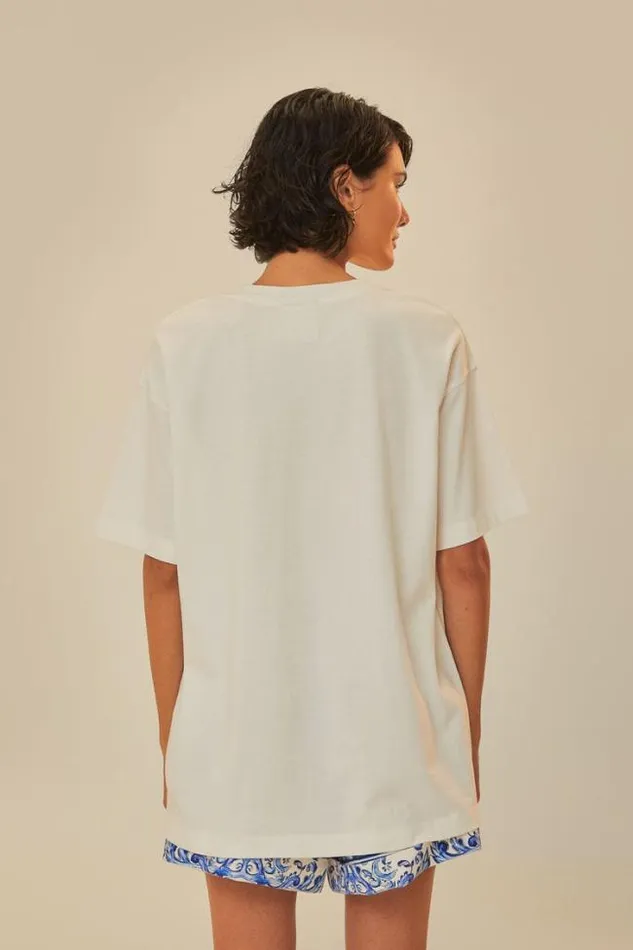 OffWhite Copacabana Organic Cotton Relaxed TShirt Women FARM Rio Tshirts