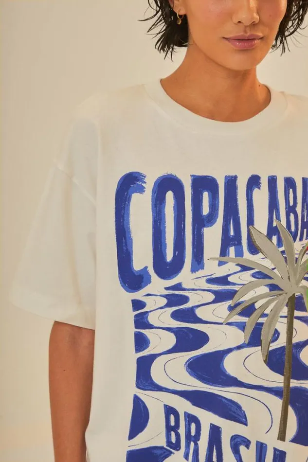 OffWhite Copacabana Organic Cotton Relaxed TShirt Women FARM Rio Tshirts