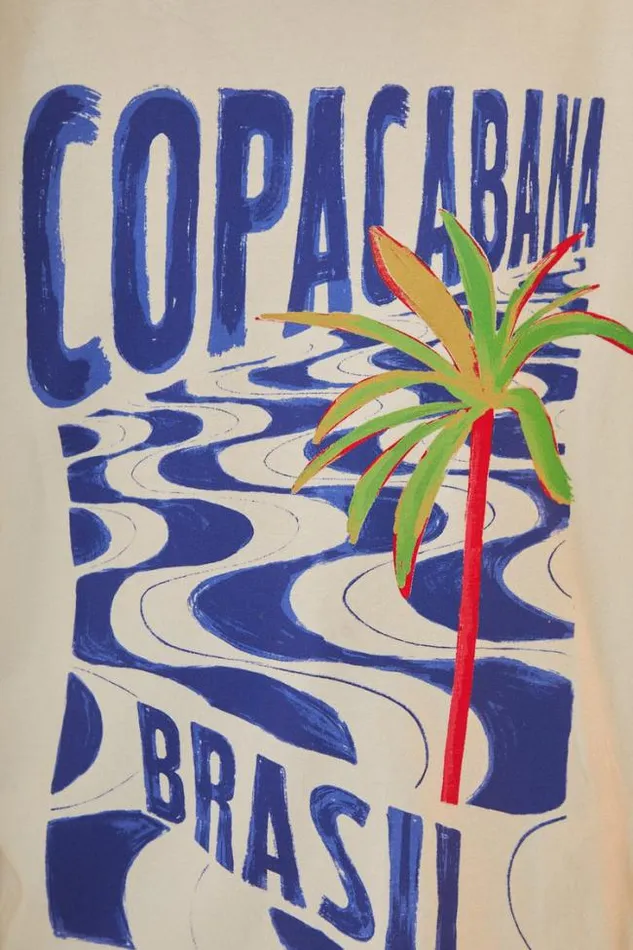 OffWhite Copacabana Organic Cotton Relaxed TShirt Women FARM Rio Tshirts