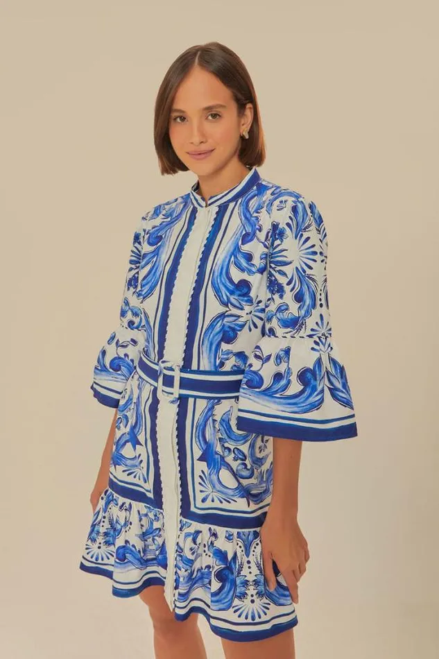 OffWhite Garden Tiles Mini Dress Women FARM Rio Mini Dresses