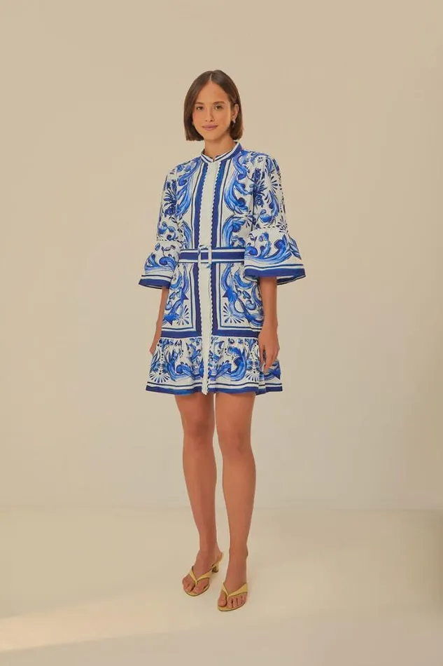 OffWhite Garden Tiles Mini Dress Women FARM Rio Mini Dresses
