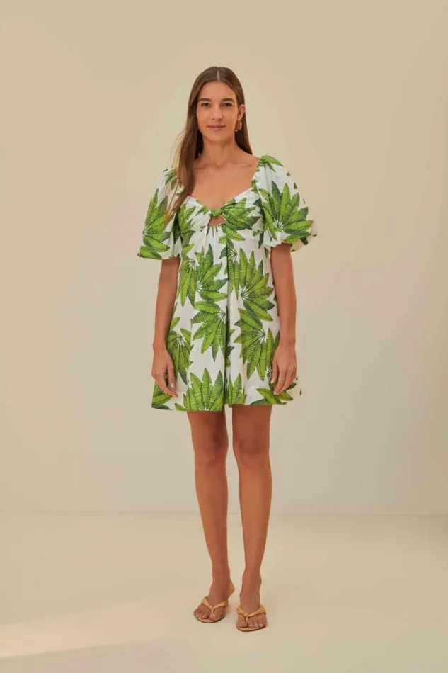 OffWhite Palms Fan Mini Dress Women FARM Rio Mini Dresses