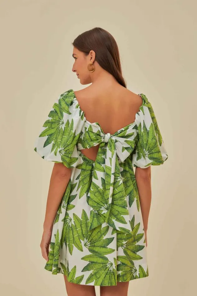 OffWhite Palms Fan Mini Dress Women FARM Rio Mini Dresses