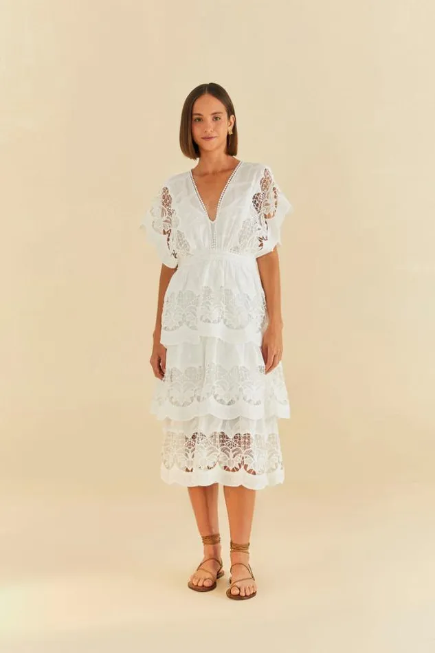 OffWhite Richelieu Midi Dress Women FARM Rio Midi Dresses