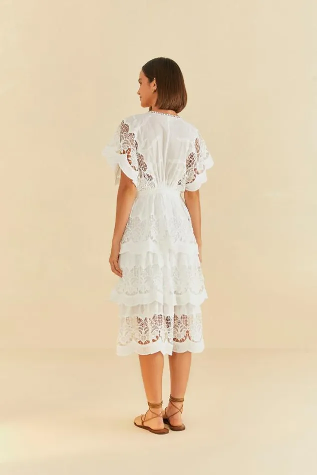 OffWhite Richelieu Midi Dress Women FARM Rio Midi Dresses