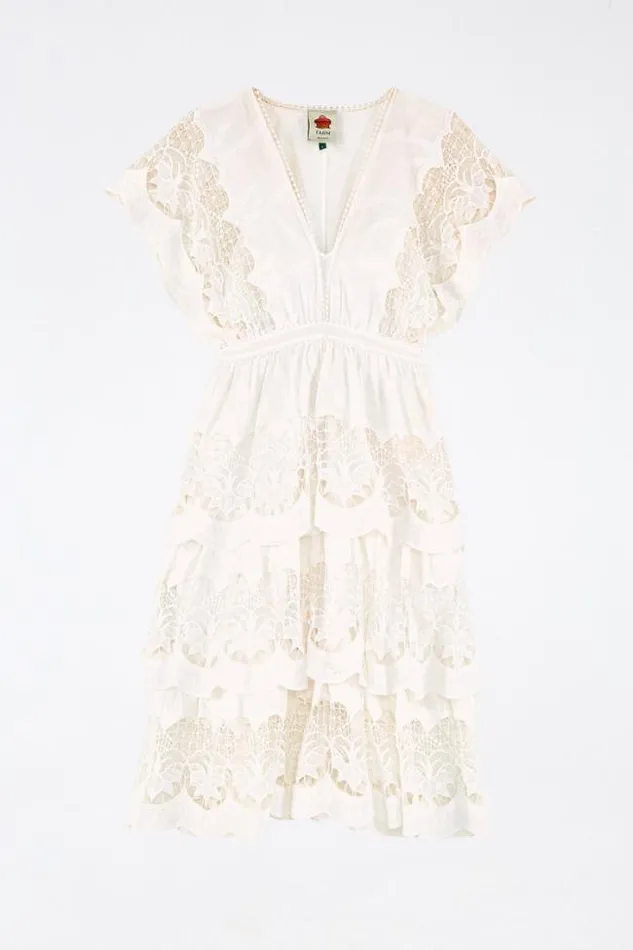OffWhite Richelieu Midi Dress Women FARM Rio Midi Dresses