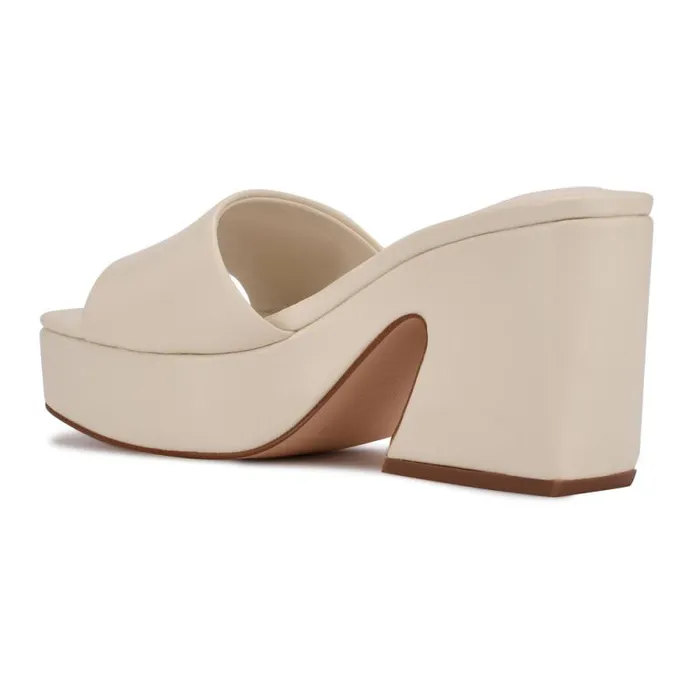 Oklee Platform Slide Sandals Chic Cream Women Nine West Heels Oklee Platform Slide Sandals Chic Cream Women Nine West Heels