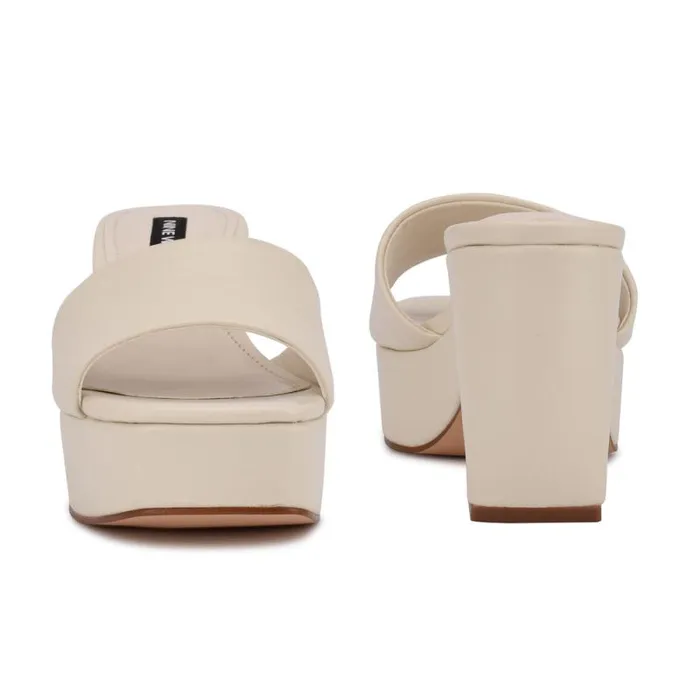 Oklee Platform Slide Sandals Chic Cream Women Nine West Heels Oklee Platform Slide Sandals Chic Cream Women Nine West Heels