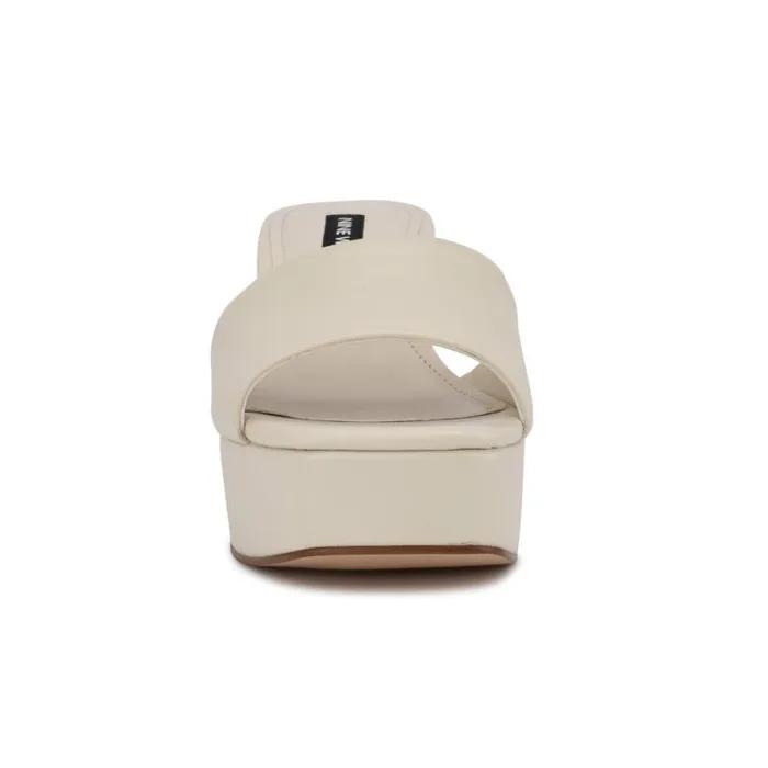 Oklee Platform Slide Sandals Chic Cream Women Nine West Heels Oklee Platform Slide Sandals Chic Cream Women Nine West Heels