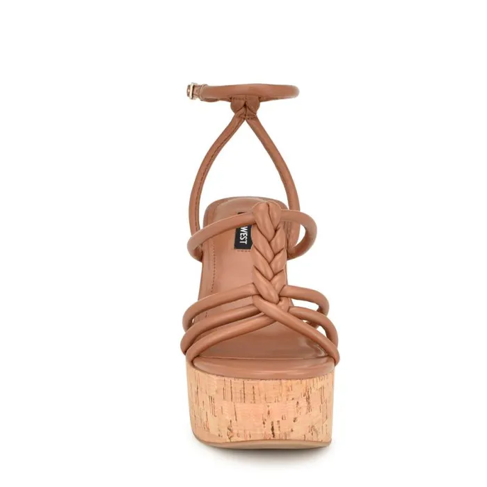 Olander Knotted Platform Sandals Dark Natural Women Nine West Sandals Olander Knotted Platform Sandals Dark Natural Women Nine West Sandals
