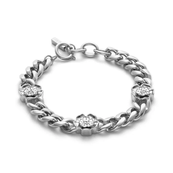 Olivia Burton Bracelets Women Tudor Rose Silver Tone Link Chain Bracelet