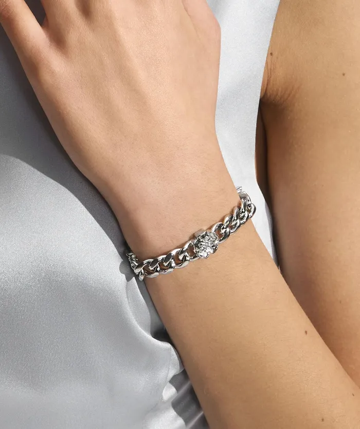 Olivia Burton Bracelets Women Tudor Rose Silver Tone Link Chain Bracelet