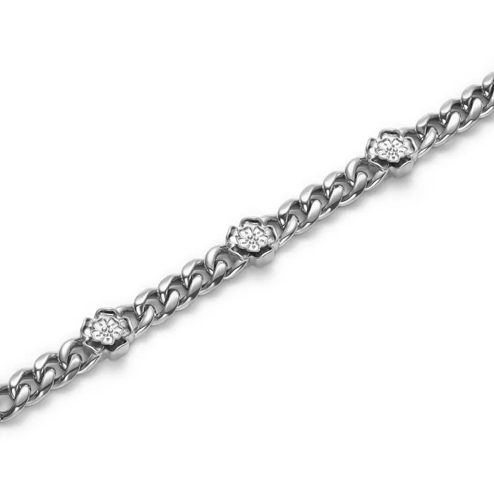 Olivia Burton Bracelets Women Tudor Rose Silver Tone Link Chain Bracelet